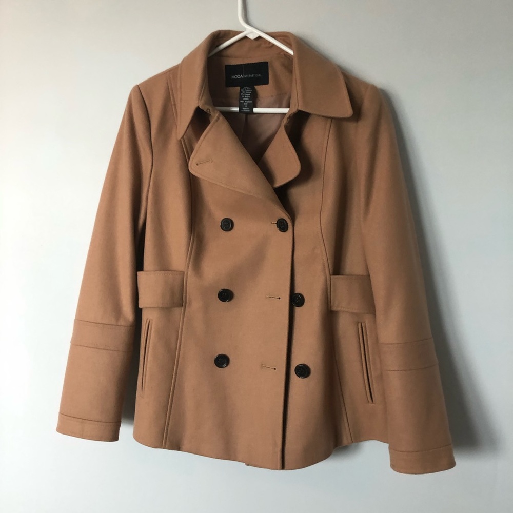 Moda International Camel Pea Coat